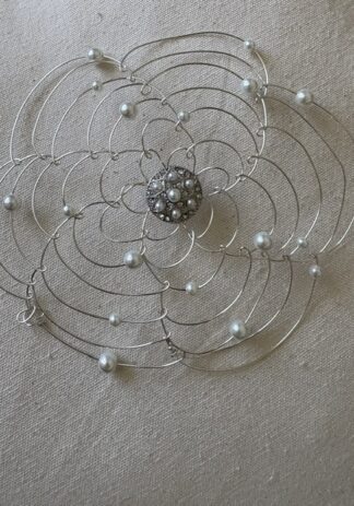 Pearl Crystal Center - Women's Handmade Pearl and Crystal Wire Kippah