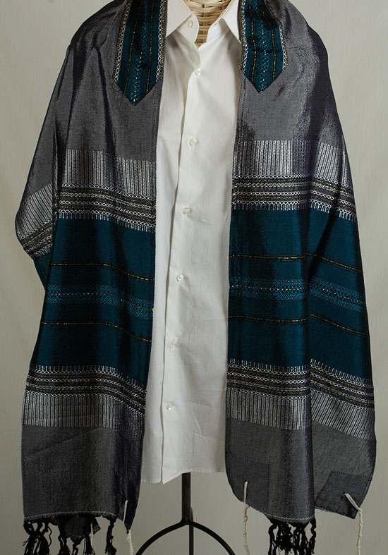 Garrett - Men's Handmade Woven Silk Tallit - The Tallis Lady