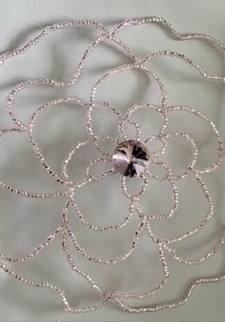 Pink Flower w/ Crystal - Women's Handmade Crystal Beaded Wire Kippah