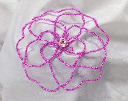 Hot Pink Flower with Crystal-2801