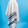 Izzy - Men's Wool Tallit, Blue and Gold - Image 4
