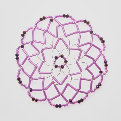 Lavender and Dark Crystal - Handmade Woman's Beaded and Crystal Kippah
