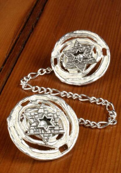 Shiny Silver with Star - Handmade Unisex Tallit Clips