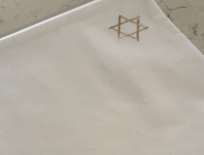 White with Silver and Gold Star of David - Handmade Vevet Tallit Bag