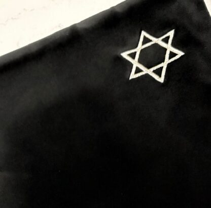 Black with Silver and Gold Star of David - Handmade Velvet Tallit Bag
