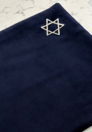 Navy with silver and Gold Star of David - Handmade Velvet Tallit Bag
