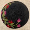 Black With Pink and Red - Women's Handmade Crocheted Kippah