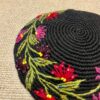 Black With Pink and Red - Women's Handmade Crocheted Kippah - Image 2