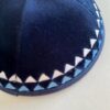 Navy Geometric Design - Handmade Men's Velvet Kippah - Image 2