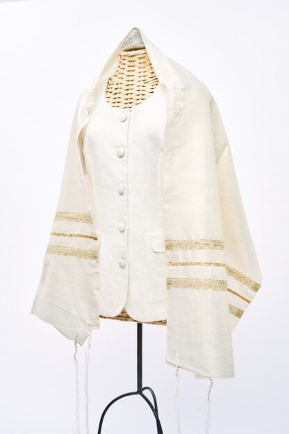 Summer- Handmade Women's Gold Shimmer Tallit - Image 2