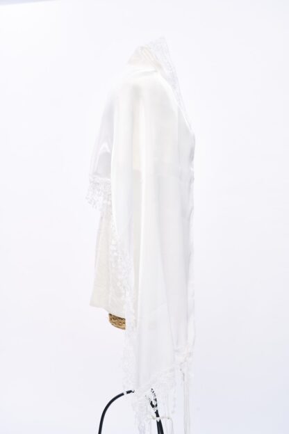 Diana - Handmade Women's White Organza Tallit - Image 3
