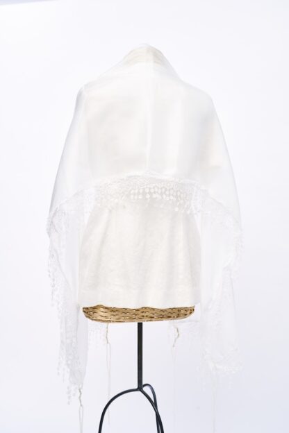 Diana - Handmade Women's White Organza Tallit - Image 5