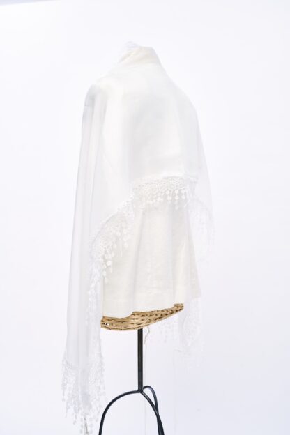 Diana - Handmade Women's White Organza Tallit - Image 6