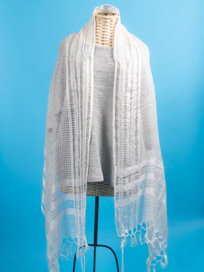 Camila - Handmade Women's Ivory Sheer Silk Tallit