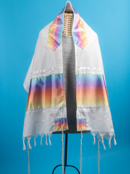 Nina - Handmade Women's Cotton Blend Rainbow Hombre Tallit