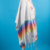 Nina - Handmade Women's Cotton Blend Rainbow Hombre Tallit - Image 3