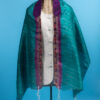 Stella - Handmade Women's Teal and Purple Silk Tallit