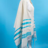 Devin - Unisex Turquoise and Ivory Wool Tallit - Image 4