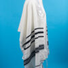 Ezrah - Men's Traditional Black and Silver Wool Tallit - Image 4