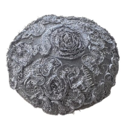 Silver Sparkle Kippah - Women's Handmade Lace and Applique Kippah - Image 3