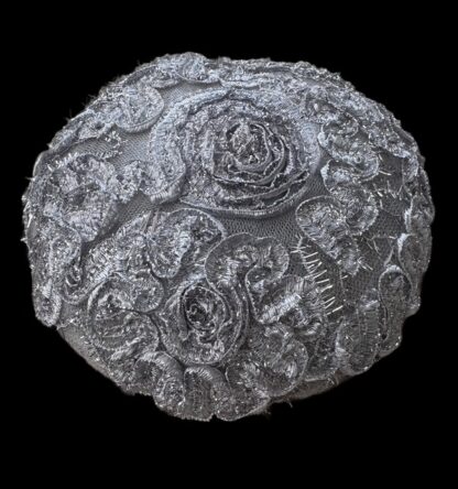 Silver Sparkle Kippah - Women's Handmade Lace and Applique Kippah - Image 2