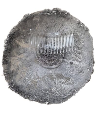 Silver Sparkle Kippah - Women's Handmade Lace and Applique Kippah - Image 6