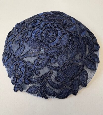 New Navy Embroidery - Handmade Women's Kippah - Image 3