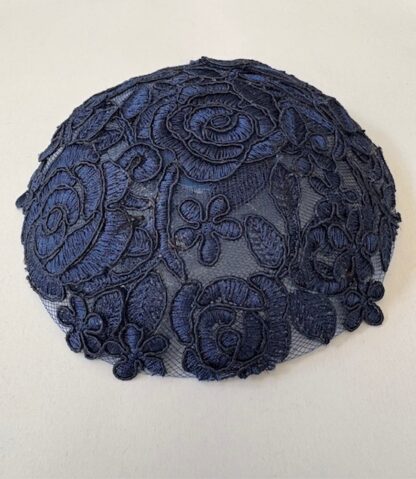 New Navy Embroidery - Handmade Women's Kippah - Image 4