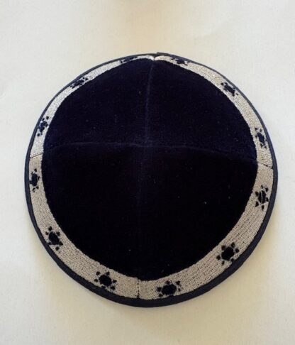 Velvet with Silver and Star of David - Handmade Cotton Kippah - Image 2