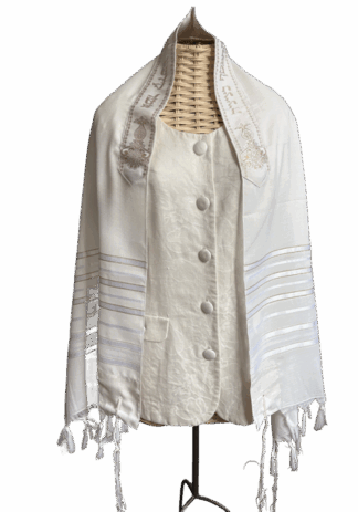 Hayden - Unisex Traditional Acrylic Tallit in White & Gold