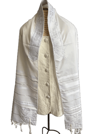Ellis - Unisex White and Silver Acrylic Tallit
